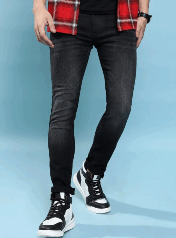 Men Skinny Fit Clean Look Light Fade Whiskers Stretchable Jeans